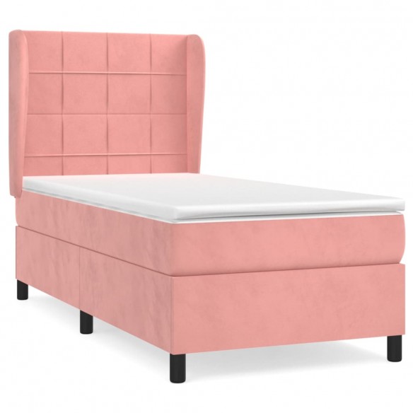 Cadre de lit avec matelas Rose 100x200 cm Velours