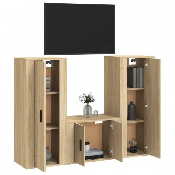 Ensemble de meubles TV 3 pcs Chêne sonoma Bois d'ingénierie