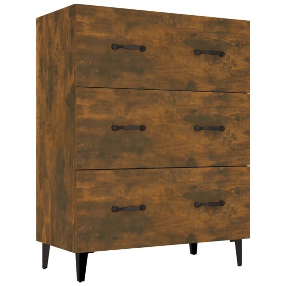 Buffet chêne fumé 69,5x34x90 cm bois d'ingénierie