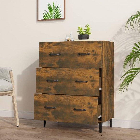 Buffet chêne fumé 69,5x34x90 cm bois d'ingénierie