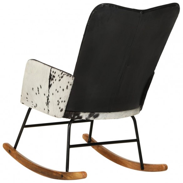 Chaise à bascule Noir Cuir véritable