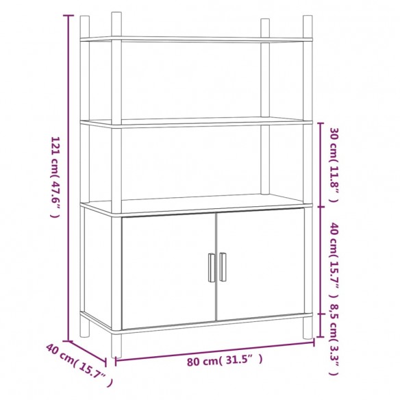 Buffet haut Blanc 80x40x121 cm Bois d'ingénierie