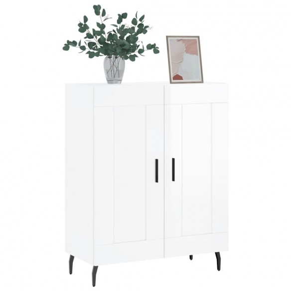 Buffet Blanc brillant 69,5x34x90 cm Bois d'ingénierie