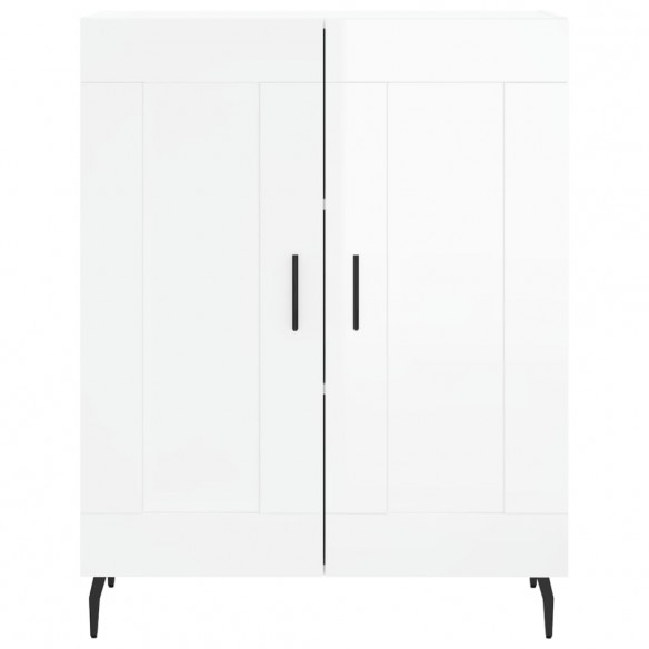 Buffet Blanc brillant 69,5x34x90 cm Bois d'ingénierie