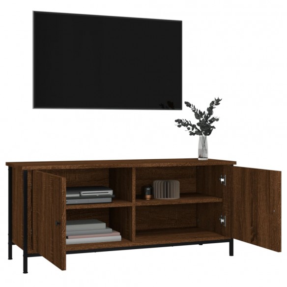 Meuble TV avec portes chêne marron 102x35x45 cm bois ingénierie