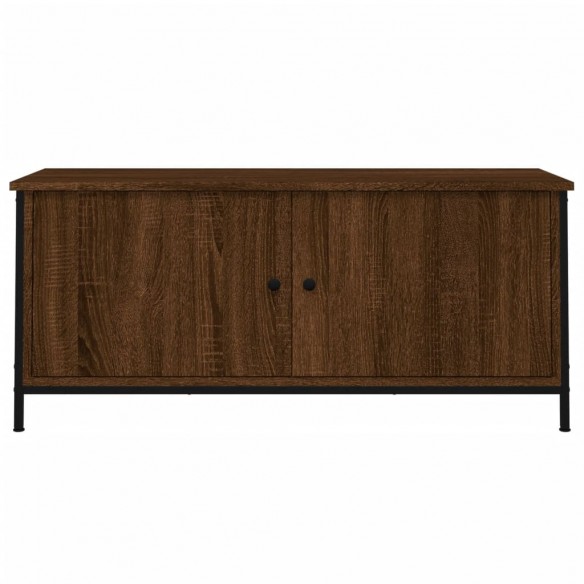 Meuble TV avec portes chêne marron 102x35x45 cm bois ingénierie