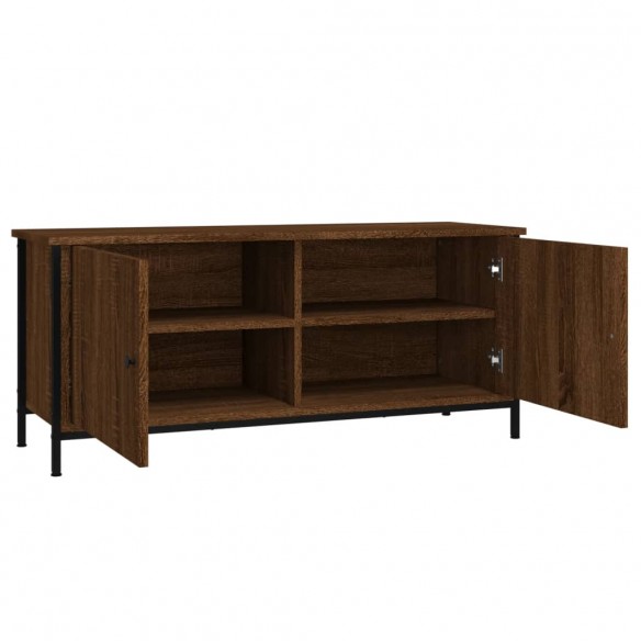 Meuble TV avec portes chêne marron 102x35x45 cm bois ingénierie