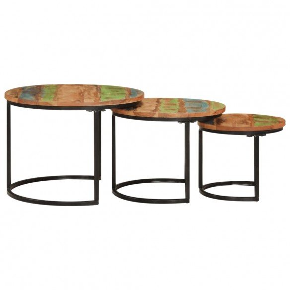 Tables gigognes 3 pcs bois massif de récupération