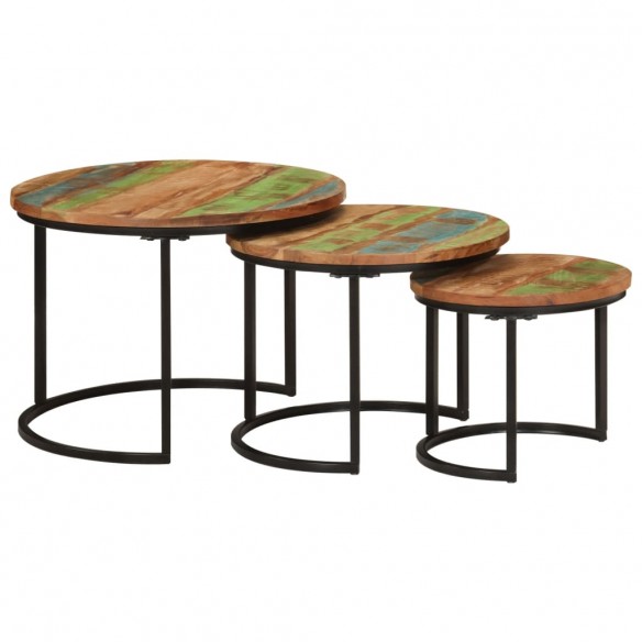 Tables gigognes 3 pcs bois massif de récupération