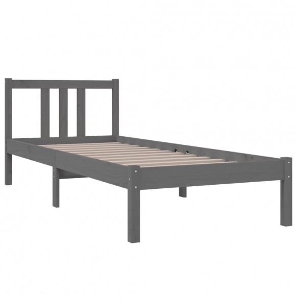 Cadre de lit Gris Bois massif 75x190 cm Petit simple