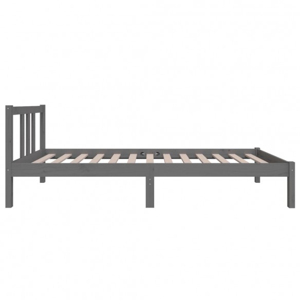 Cadre de lit Gris Bois massif 75x190 cm Petit simple