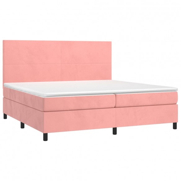 Cadre de lit et matelas LED Rose 200x200 cm Velours