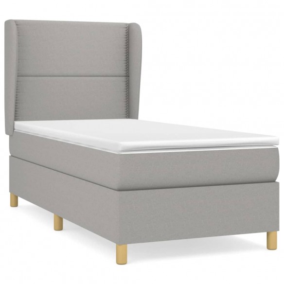 Cadre de lit avec matelas Gris clair 80x200 cm Tissu