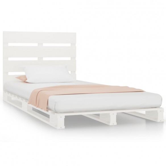 Cadre de lit Blanc 75x190 cm Bois pin massif Petit simple