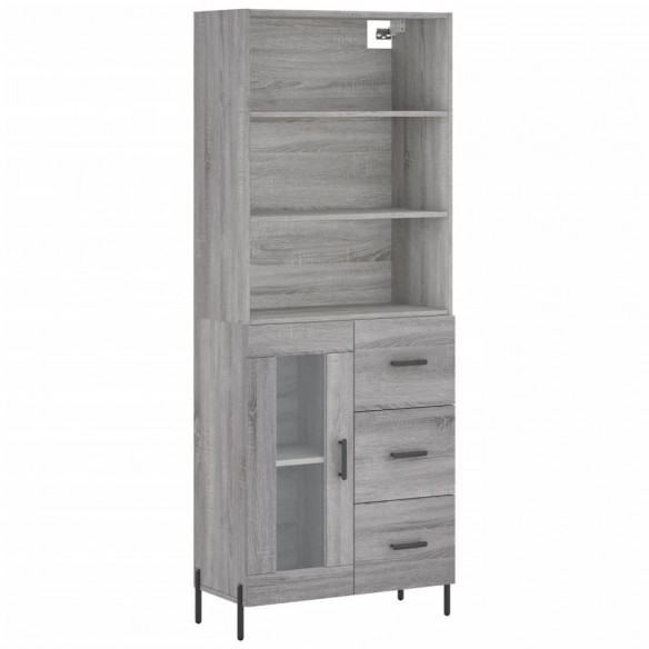 Buffet haut Sonoma gris 69,5x34x180 cm Bois d'ingénierie