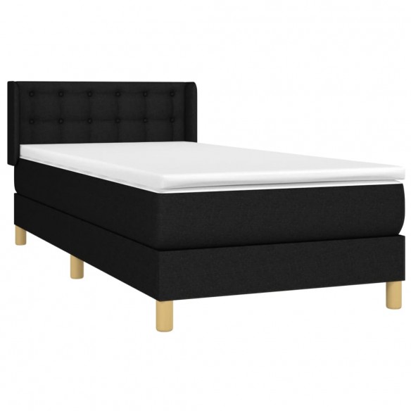 Cadre de lit et matelas Noir 80x200 cm Tissu