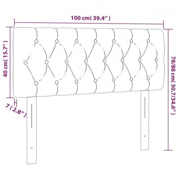 Tête de lit à LED Marron foncé 100x7x78/88 cm Tissu