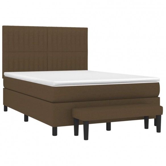 Cadre de lit avec matelas Marron foncé 140x190 cm