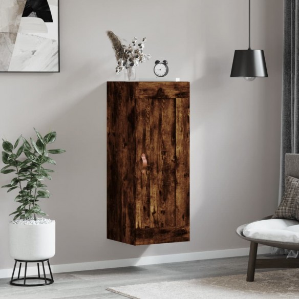 Armoire murale chêne fumé 34,5x34x90 cm bois d'ingénierie