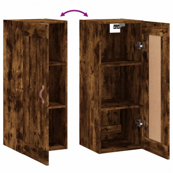 Armoire murale chêne fumé 34,5x34x90 cm bois d'ingénierie