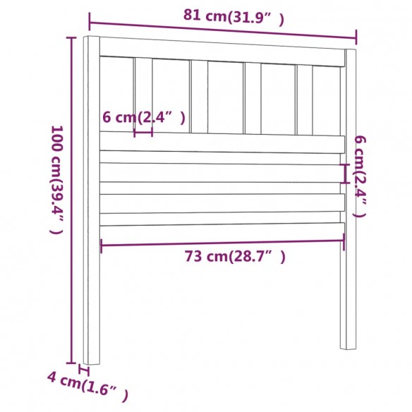 Tête de lit Marron miel 81x4x100 cm Bois massif de pin