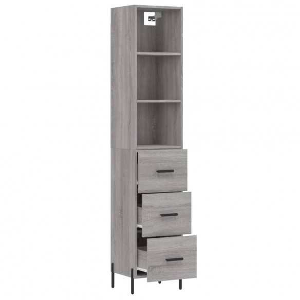 Buffet haut Sonoma gris 34,5x34x180 cm Bois d'ingénierie