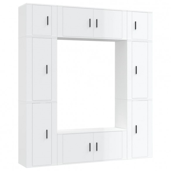 Ensemble de meubles TV 8 pcs Blanc brillant Bois d'ingénierie