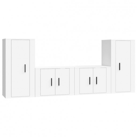 Ensemble de meubles TV 4 pcs Blanc Bois d'ingénierie