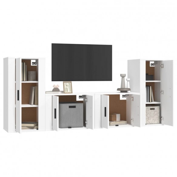 Ensemble de meubles TV 4 pcs Blanc Bois d'ingénierie