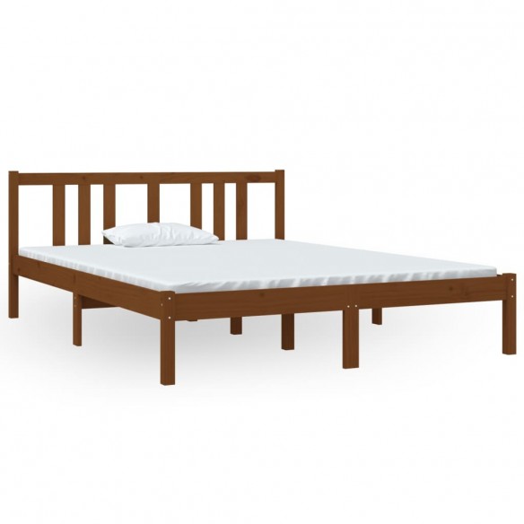 Cadre de lit Marron miel Bois massif 140x190 cm