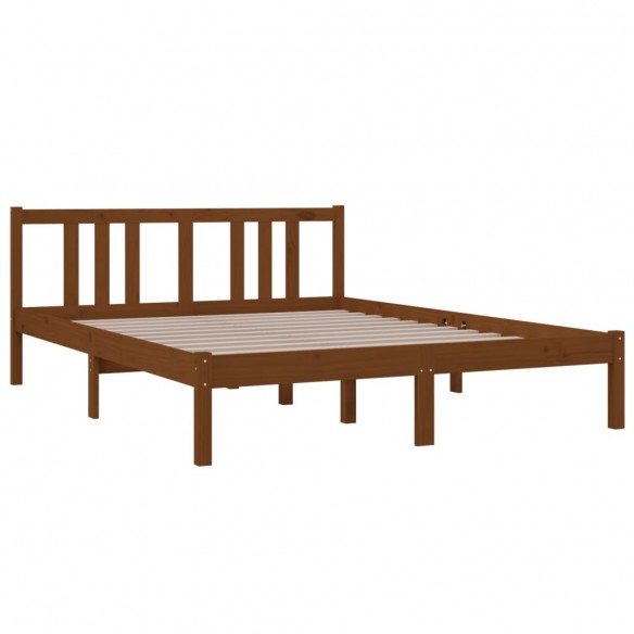 Cadre de lit Marron miel Bois massif 140x190 cm