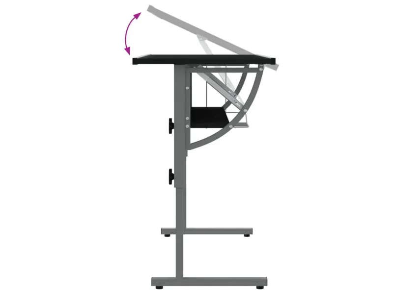 Bureau d'artisanat noir et gris 110x53x(58-87) cm