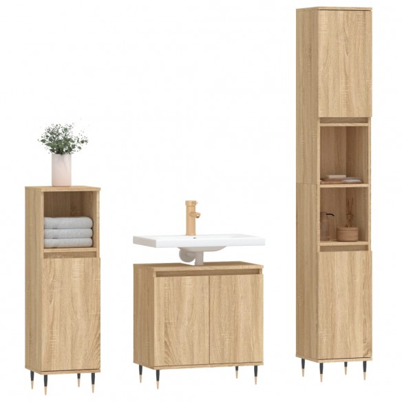 Ensemble de meubles de salle de bain 3 pcs chêne sonoma