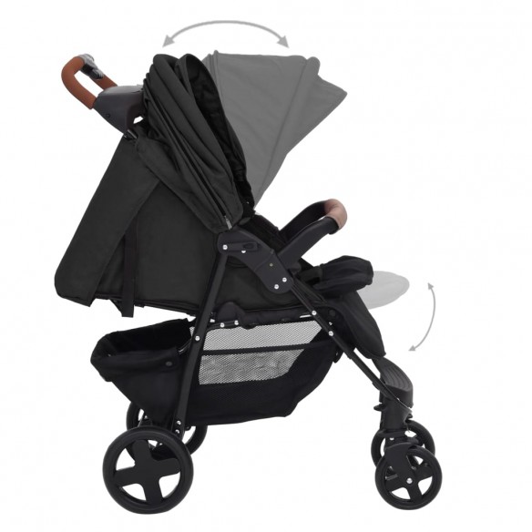 Poussette pour bébé 3-en-1 Anthracite Acier