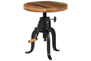 Table d'appoint 45x (45-62) cm Bois de récupération et fonte