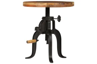 Table d'appoint 45x (45-62) cm Bois de récupération et fonte 2