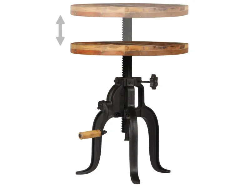 Table d'appoint 45x (45-62) cm Bois de récupération et fonte