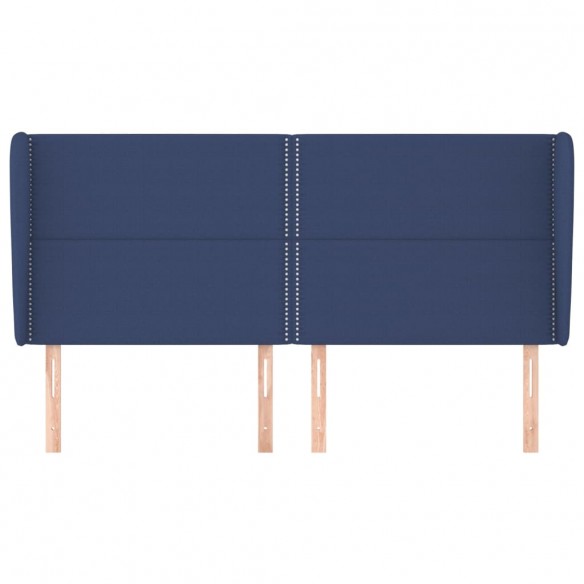 Tête de lit avec oreilles Bleu 203x23x118/128 cm Tissu