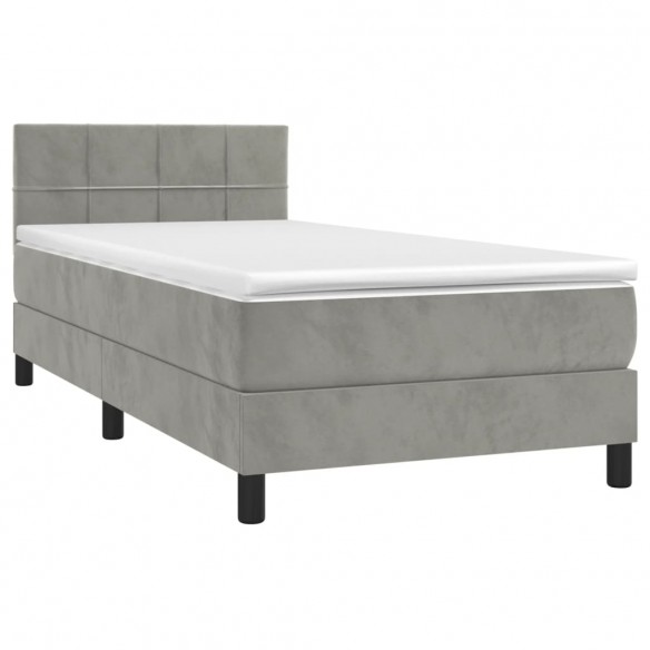 Cadre de lit et matelas et LED Gris clair 80x200 cm