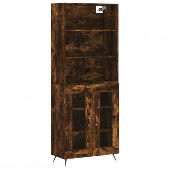 Buffet haut Chêne fumé 69,5x34x180 cm Bois d'ingénierie