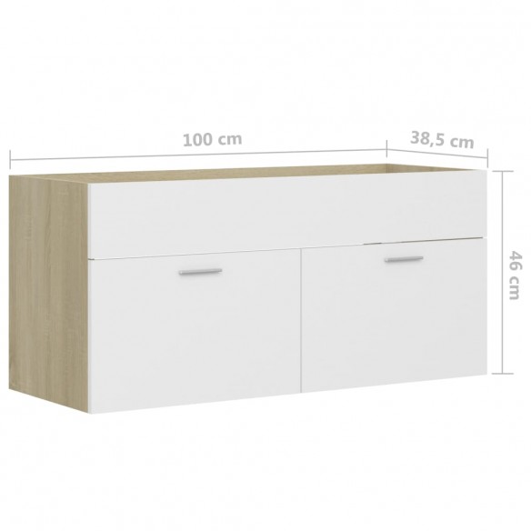 Armoire d'évier Blanc et chêne sonoma 100x38,5x46 cm Aggloméré