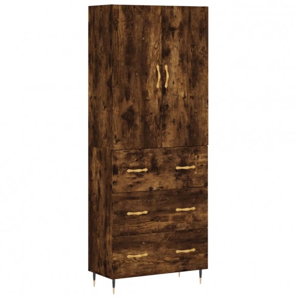 Buffet haut Chêne fumé 69,5x34x180 cm Bois d'ingénierie