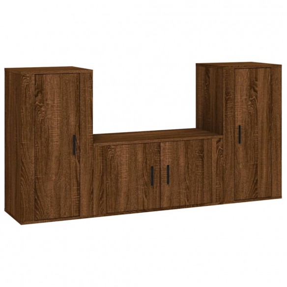 Ensemble de meubles TV 3 pcs Chêne marron Bois d'ingénierie