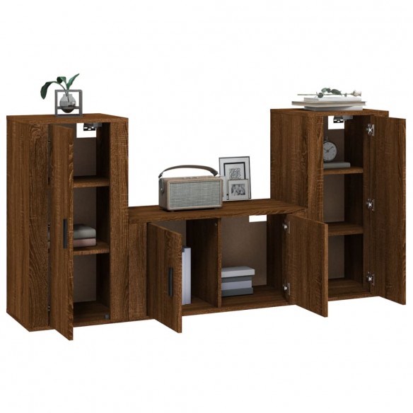 Ensemble de meubles TV 3 pcs Chêne marron Bois d'ingénierie