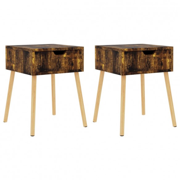 Tables de chevet 2 pcs Chêne fumé 40x40x56 cm Aggloméré