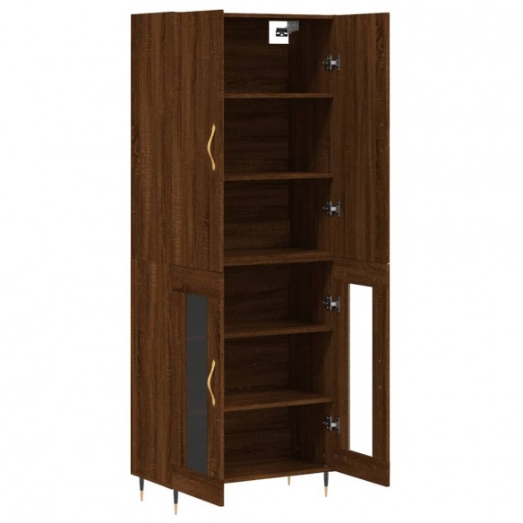 Buffet haut Chêne marron 69,5x34x180 cm Bois d'ingénierie