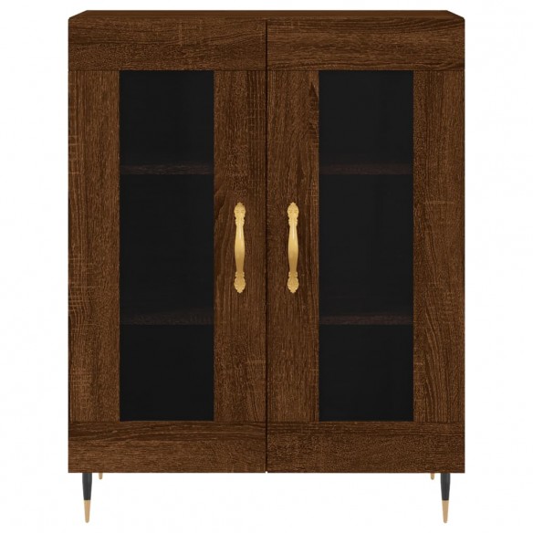 Buffet haut Chêne marron 69,5x34x180 cm Bois d'ingénierie