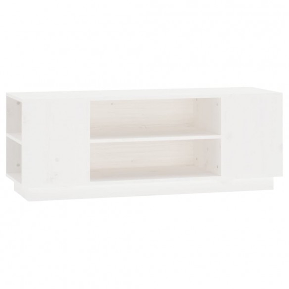 Meuble TV Blanc 110x35x40,5 cm Bois de pin massif