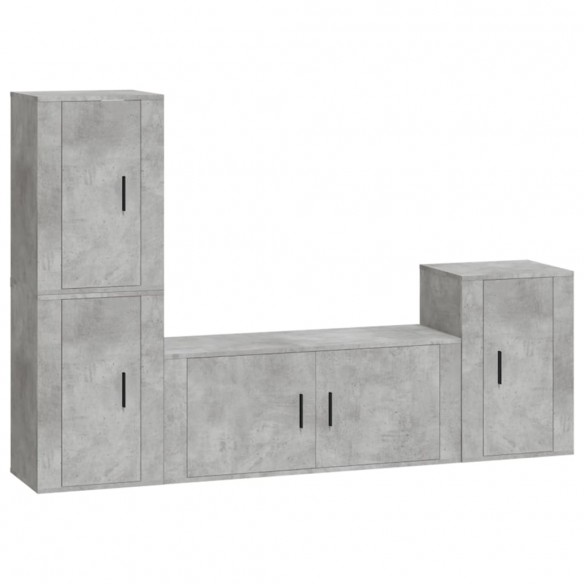 Ensemble de meubles TV 4 pcs Gris béton Bois d'ingénierie