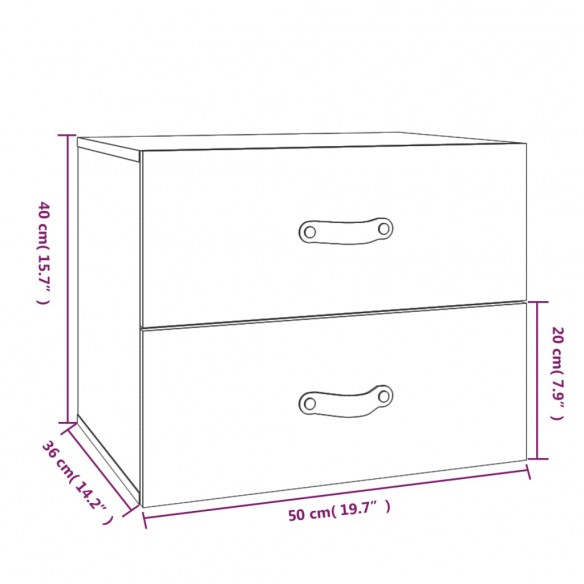 Table de chevet murale Blanc 50x36x40 cm